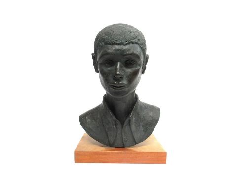 RUBY GRADIE (XX) A painted composite bust titled 'Dance Student'. Set on a wooden plinth. 'South Eastern &amp; International 