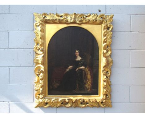 An Early to Mid 19th century oil on canvas portrait of Lady Dundas, nee Caroline Jeffries, wife of Rear Admiral Sir John Dund
