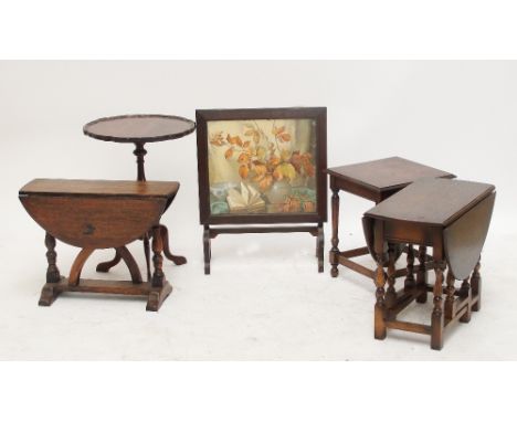 Two occasional tables, two small dropleaf tables, and a firescreen (5).