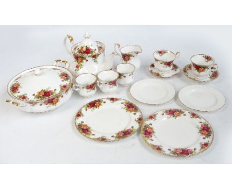 A quantity of Royal Albert "Old Country Roses" pattern tea and dinner ware to include a teapot, tea trios, coffee cans and sa