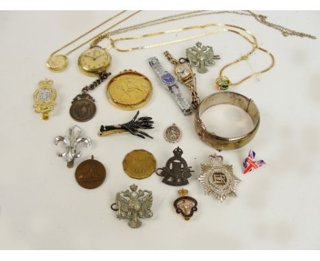 SEKONDA; two manual lady's wristwatches, one set with baton numerals, the other with Arabic numerals, a Ferel fob watch, a ha