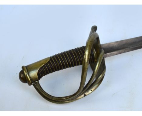 A French heavy cavalry 1822 pattern sword "The Bancal", lacking scabbard, length 113cm. CONDITION REPORT: Inscription on the 