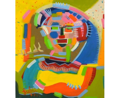 NOAH LUBIN (b.1979); oil on canvas, abstract portrait study, signed, 79.5 x 68.5cm, unframed.