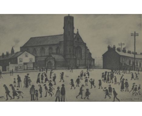 After LAURENCE STEPHEN LOWRY (1887-1976); a limited edition signed print "St. Mary's, Beswick", signed in pencil lower right,