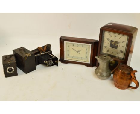 A collectors' lot including Kodak no.28 Brownie plate camera no. 116, a similar Diadem camera, and another, Ollivant & Botsfo