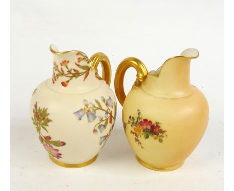 A Royal Worcester ivory jug, gilt heightened and hand painted with floral motifs, with gilt loop handle, date code for 1888 a