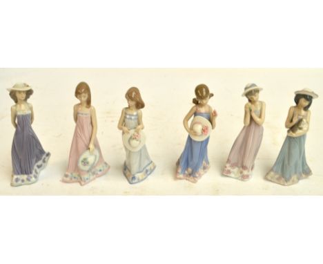 A set of six boxed Lladro figures; 5645 "Elizabeth", 5644 "Susan", 5643 "Cathy", 5646 "Cindy", 5648 "Courtney" and another in