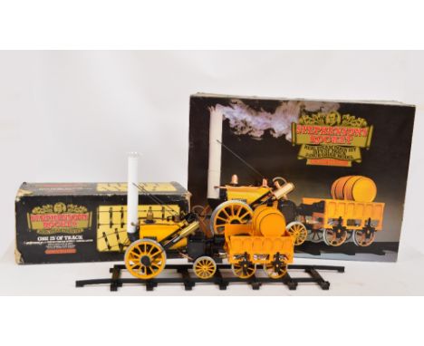 A boxed Hornby "Stephenson Rocket" real steam train set, 3.5" gauge model, a cased set of matching track and a group of loose