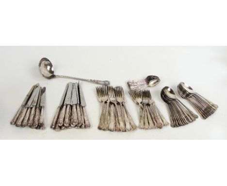 A twelve setting Viners of Sheffield set of electroplated Kings pattern flatware and cutlery comprising dinner and dessert fo