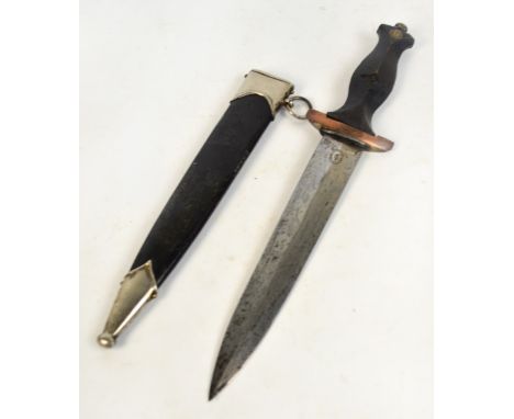 A German WWII SS dagger with Carl Julius Krebs of Solingen blade, and scabbard (af). CONDITION REPORT: In need of total repai