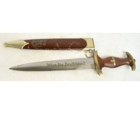 A WWII Nazi S.A. (Stormtroopers) dress dagger with scabbard, the blade inscribed "Thomas Wielpütz, Solingen-Höhscheid", lengt