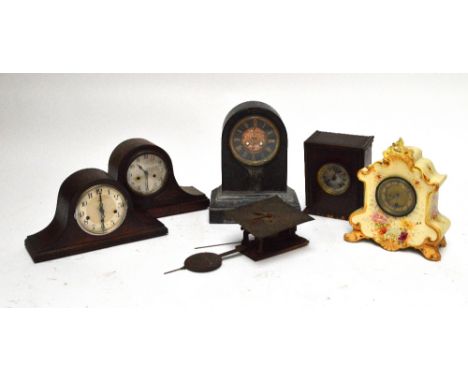 A late 19th century French black slate domed mantel clock, the dial inscribed "J. Lomax, Son & Co, Manchester" (lacking movem