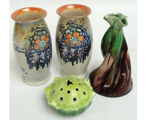 A pair of Royal Staffordshire Pottery Wilkinson Ltd "Storm" ovoid vases decorated by Butler, printed marks to base, height 20