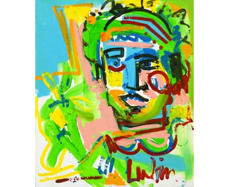 NOAH LUBIN (b.1979); oil on canvas, abstract portrait study, signed, 60.5 x 50cm, unframed.