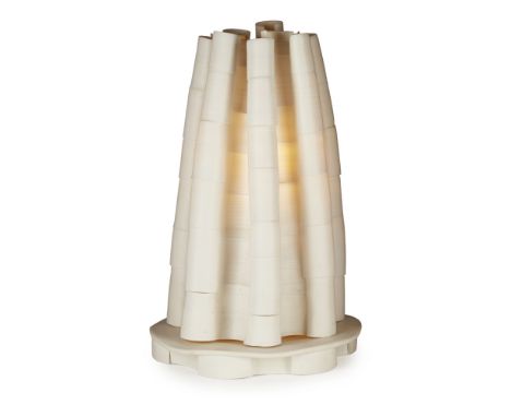 [§] MARGARET O'RORKE (BRITISH, B.1938)TABLE LIGHT SCULPTURE porcelain44cm high (17.3in high) (including base)Provenance:Galer