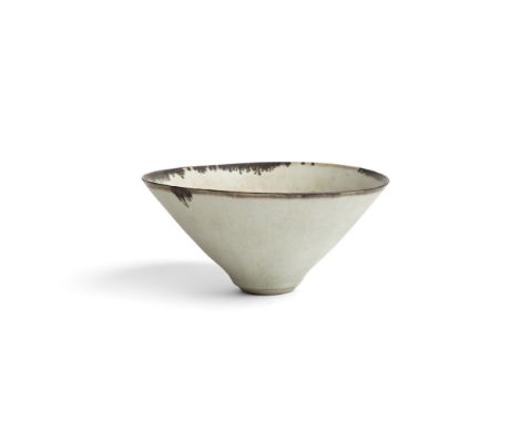 [§] LUCIE RIE D.B.E. (BRITISH, 1902-1995)CONICAL BOWL, CIRCA 1980 impressed artist's seal, crackled pale turquoise glaze, and