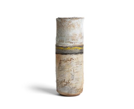 [§] ROBIN WELCH (BRITISH, B.1936)VESSEL impressed artist's seal, yellow and silvered band28.5cm high (11.25in high)