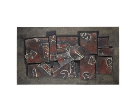 [§] JOHN MALTBY (BRITISH, B.1936)HOPSCOTCH, 2006 signed, titled and dated (to reverse), ceramic on mdf wall panel43cm x 76cm 