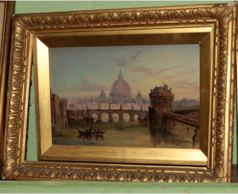 W Searle (19th century) View of Rome, signed and dated 1882, oil on panel, 17cm by 25cm