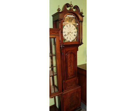A Scottish mahogany eight day longcase clock, painted arch dial signed A. Glenney &amp; Son, Arbroath, circa 1830 