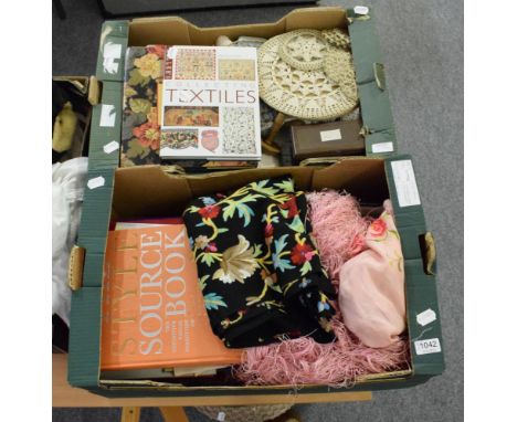 Assorted volumes on lace, textiles, embroidery etc Chinese silk embroideries, needlework tools, lace trims, floral embroidere