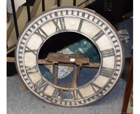 A large clock chapter ring and movement bracket, early 20th century