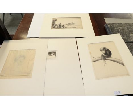 George Soper ''The New Pony'', etching signed and numbered 18/75; Leonard Robert Brightwell, ''What a World''; etching, signe