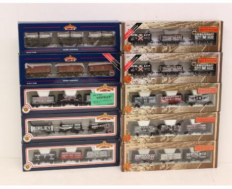 Bachmann: A collection of ten boxed Bachmann, OO Gauge rolling stock wagon three-packs to comprise: 37-670, 37-726Y, 37-080, 