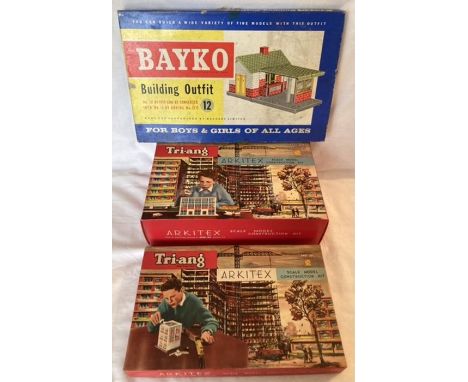 Building Sets: A boxed Bayko building set no.12, together with two Triang Arkitex sets, Junior set D and set B. All in very g