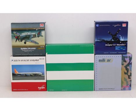 Diecast: A collection of assorted model aircraft, diecast vehicles to include: Hobbymaster, Herpa and Cathay Pacific Boeing 7