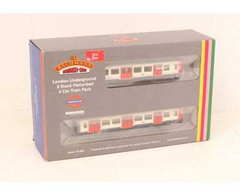 Bachmann: A boxed Bachmann, OO Gauge, London Underground S Stock Motorised 4 Car Train Pack, Produced Exclusively For Transpo