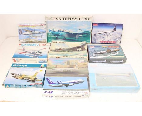 Model Kits: A collection of assorted boxed aircraft model kits, to include: Roden, Eastern Express, Minicraft, Williams Bros,