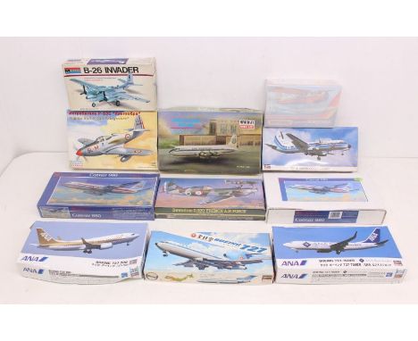 Model Kits: A collection of assorted boxed aircraft model kits, to include: Minicraft, Matchbox, Hasegawa, Eastern Express, M