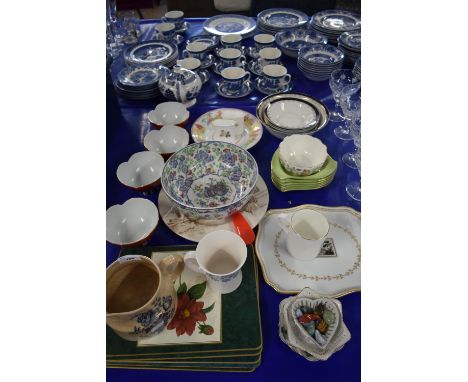 MIXED LOT : VARIOUS CERAMICS TO INCLUDE JAPANESE PEDESTAL BOWLS, SPODE CIRCULAR BOWL, A RICHARD GINORI DRESSING TABLE TRAY AN