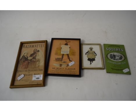 COLLECTION OF THREE SMALL ADVERTISING PICTURES PLUS A FURTHER SMALL PRINT