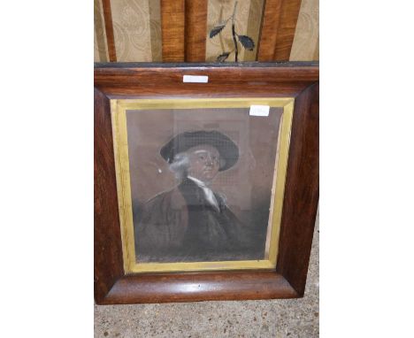 CHARCOAL AND CHALK PORTRAIT OF A GENTLEMAN IN A HAT