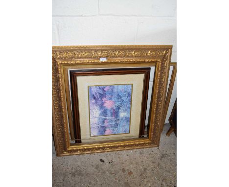TWO GILT PICTURE FRAMES AND A FRAMED PRINT (3)