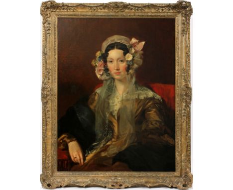 ATT. ANDREW GEDDES, OIL ON CANVAS, 19TH C., H 35", W 27", MRS. JEREMIAH GREATORAXA.R.A. 1783 - 1844. Unsigned. Depicting a ha