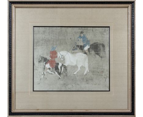 CHINESE WARRIORS PRINT H 13" W 16"Modern print, framed size: 25" x 27".Good condition. Very attractive frame jw- For High Res