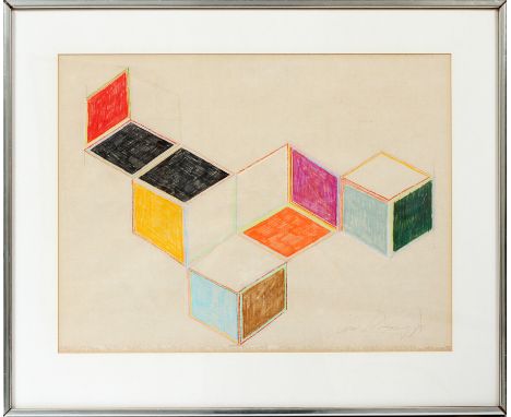 AL LOVING (AMERICAN, 1935-2005), COLORED PENCIL ON PAPER, IMAGE: H 14 1/2", W 18", "SEARCH FOR WALL"Pencil signed lower right