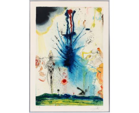 SALVADOR DALI (SPANISH, 1904-1989), COLOR LITHOGRAPH, 1968, PAPER: H 26", W 20", PLATE 24 FROM THE "ALIYAH" SUITE"The Land of