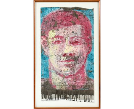 AARON FINK (AMERICAN, BORN 1955), "PORTRAIT", OIL ON PAPER, 1985, PAPER & IMAGE: H 32", W 18"Labels: Jack Shainman Gallery, W