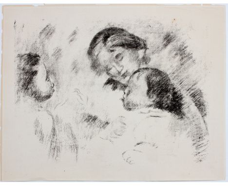 PIERRE-AUGUSTE RENOIR (FRENCH, 1841-1919), LITHOGRAPH, H 13 1/2" W 17 1/4", "UNE MÈRE ET DEUX ENFANTS"With some small isolate