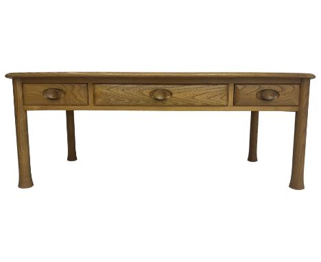 Ercol - 'Sappho' (842) elm coffee table, fitted with three drawersDimensions: Height:&nbsp;45cm&nbsp; Length/Width:&nbsp;119c