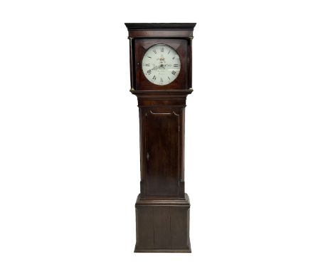 Henry Fisher of Preston (Lancs) -  late 18th century 30-hour oak and mahogany longcase clock c1790, with a flat topped pedime