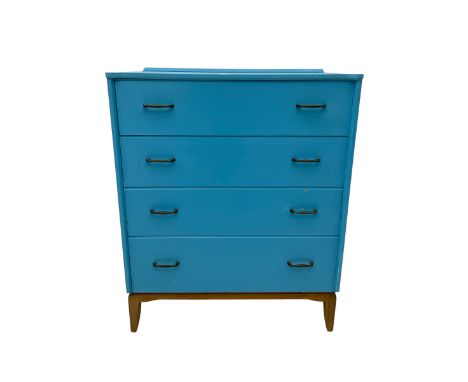 Lebus Link - mid-20th century blue finish teak chest, fitted with four graduating drawersDimensions: Height:&nbsp;97cm&nbsp; 