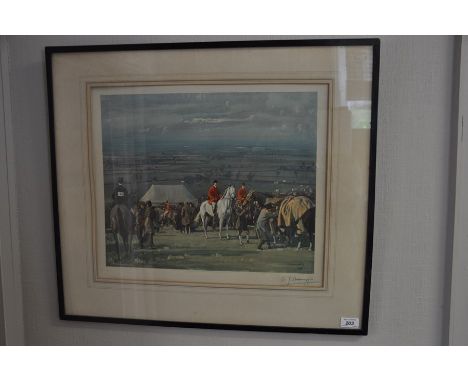 Signed Alfred Munnings print 'Gathering before the meet' 1922 edition 