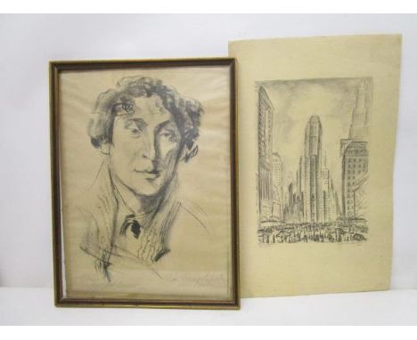 Adriaan Lubbers - Times Square, New York lithograph with a printed signature and title, unframed, 20 1/2" x 13" and Lou Alber