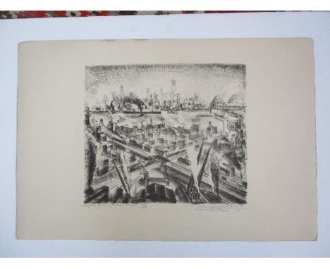 Adriaan Lubbbers - 'Skyline from Jersey Heights' limited edition lithograph 21/50, signed, dated 1930 and titled, 15" x 22" o
