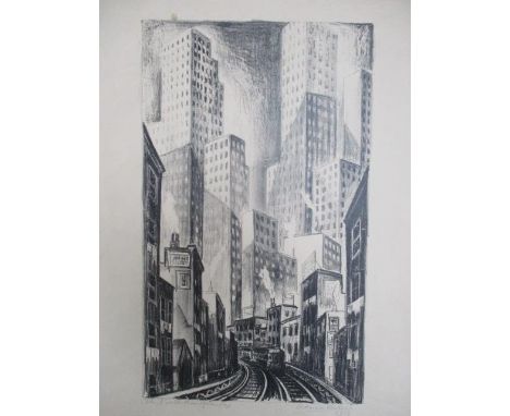 Adriaan Lubbers - 'The L at Chotham Square' (a)' lithograph signed, dated 1929 and titled,                      21 1/2" x 13 